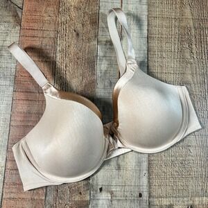 Vanity Fair Champagne Beige Satin Front Close Underwire Full Coverage Bra 38D